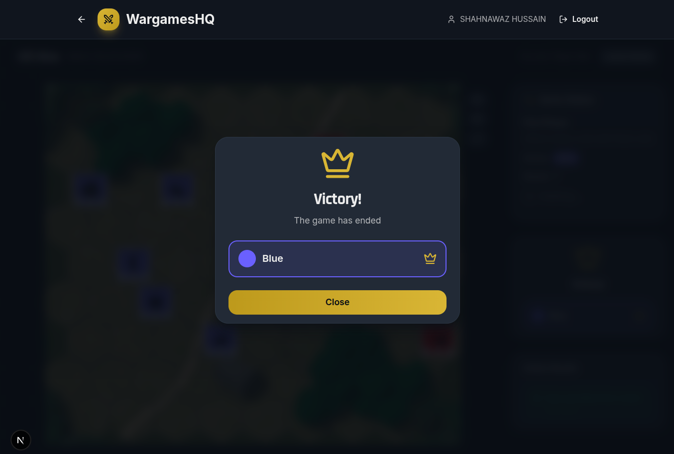 Victory celebration screen